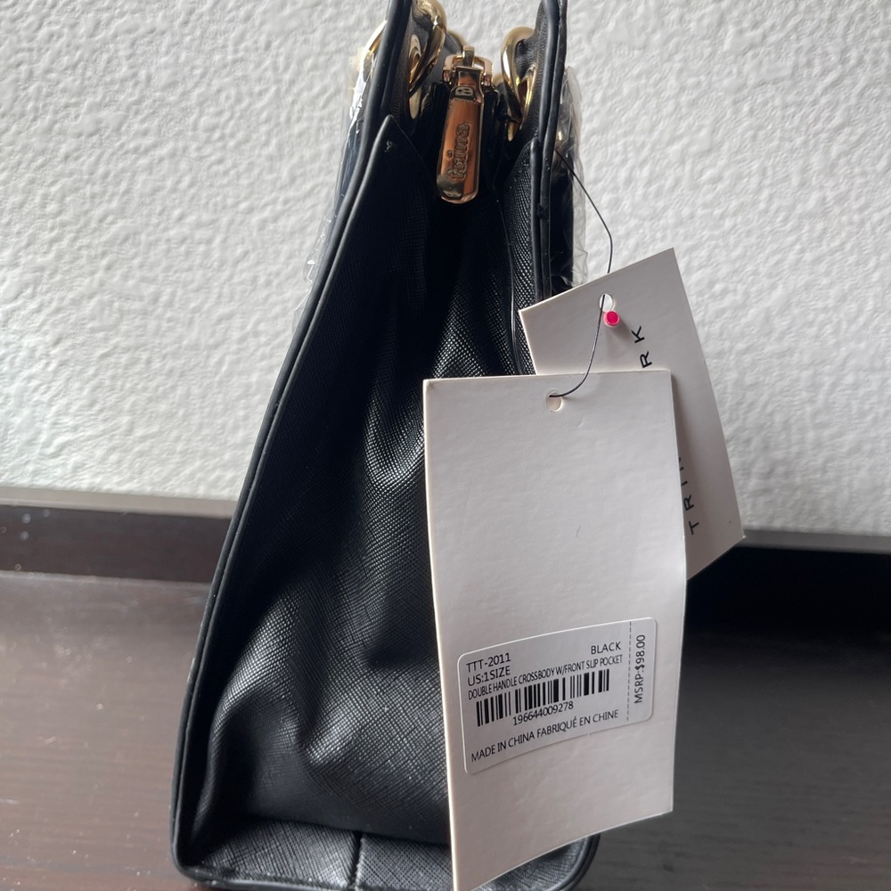 Trina Turk Black Mini Bag with Gold Accents - Picture 3 of 6